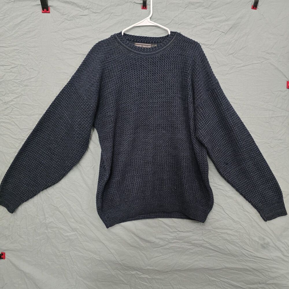 David Taylor Sweater Mens Large Knit Pullover Crewneck Made USA 90s